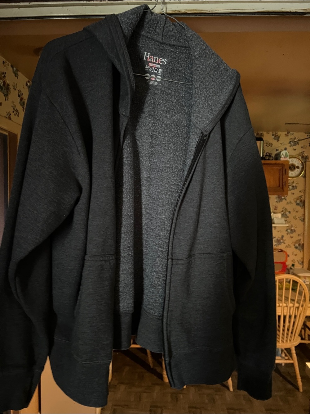 Hanes Men's Black Full-Zip Sherpa-Lined Hoodie